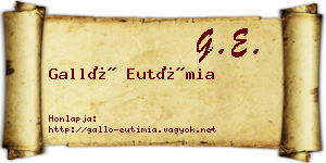 Galló Eutímia névjegykártya